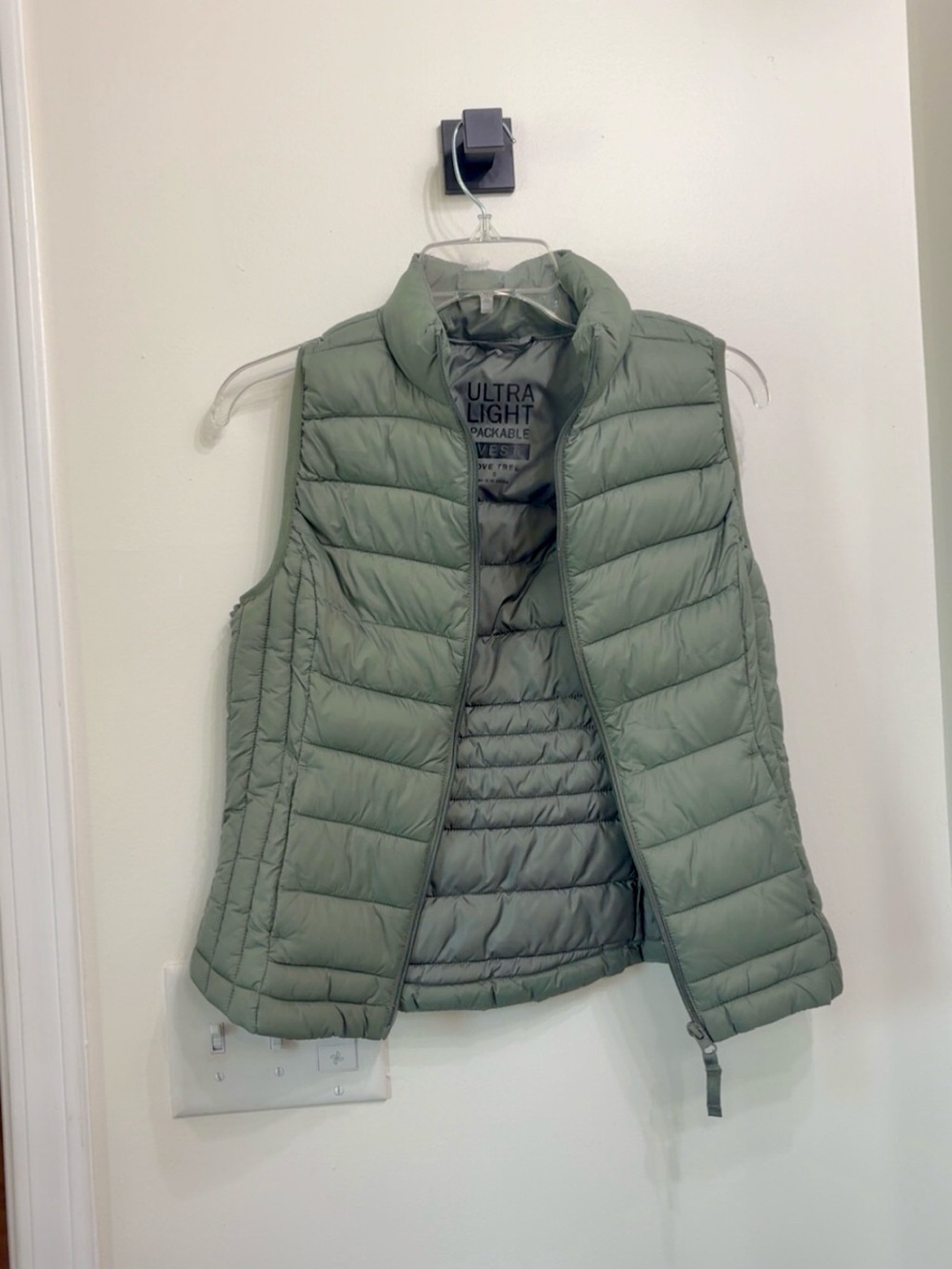 Love Tree Sage Green Quilted Packable Vest